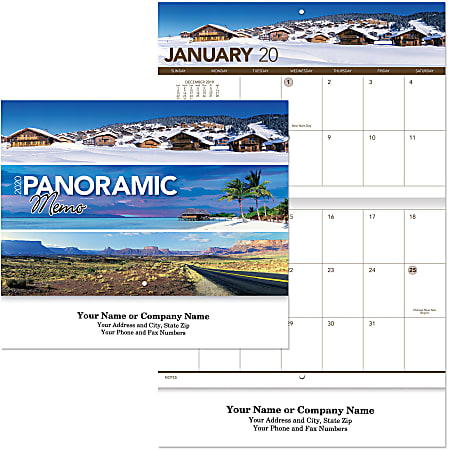 Panoramic Memo Stapled Wall Calendar