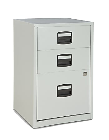 Bisley 14-13/16"D Vertical 3-Drawer Under-Desk File Cabinet, Light Gray