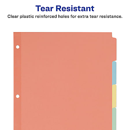 Write and Erase Plain-Tab Paper Dividers, 5-Tab, 11 x 8.5, Multicolor, 36 Sets