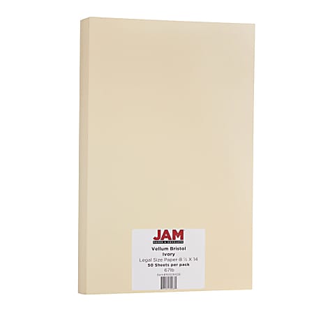 JAM Paper® Legal Cover Card Stock, 8 1/2" x 14", 67 Lb, Vellum Bristol Ivory, Pack Of 50 Sheets
