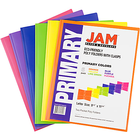 JAM Paper Plastic 2 Pocket POP Folders With Prongs Letter Size 9