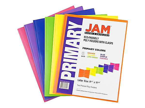 JAM Paper Plastic 2 Pocket POP Folders With Prongs Letter Size 9