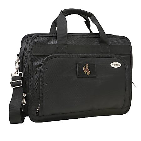 Denco Sports Luggage Expandable Briefcase With 13" Laptop Pocket, Wyoming Cowboys, Black