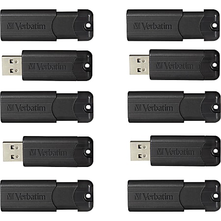 Verbatim Microban 32GB PinStripe USB 3.2 Flash Drive Business Pack - 32 GB - USB 3.2 (Gen 1) Type A - Black - Lifetime Warranty - 10 / Pack