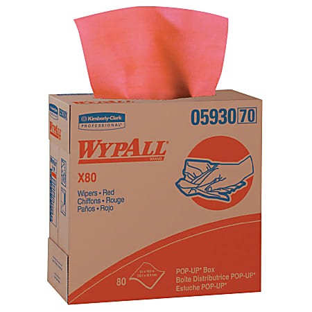 Kimberly-Clark Professional™ Wipers Wypall™ X80 Towels With Pop-Up™ Boxes, Red Hot, 80 Towels Per Box, Case Of 5