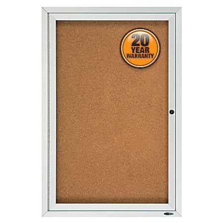 Quartet® Enclosed Outdoor 1-Door Bulletin Board, 36" x 24", Aluminum Frame With Silver Finish