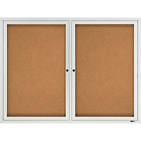 Quartet® Enclosed Outdoor 2-Door Bulletin Board, 36" x 48", Aluminum Frame With Silver Finish
