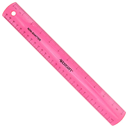 Westcott Shatterproof Ruler 12 Pink Glitter - Office Depot