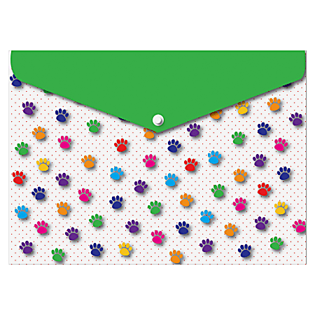 Ashley Pawprints Design Snap Poly Folders - Poly - Multi-colored - 6 / Pack