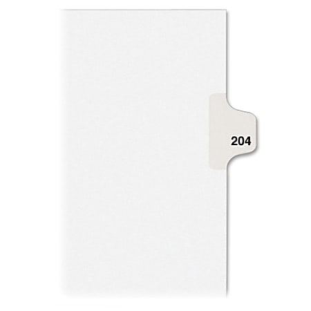 Avery Individual Legal Exhibit Dividers - Avery Style - 1 Printed Tab(s) - Digit - Exhibit 204 - 8.5" Divider Width x 11" Divider Length - Letter - White Paper Divider - Paper Tab(s) - 25 / Pack
