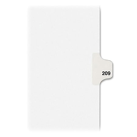 Avery Individual Side Tab Legal Exhibit Dividers - 1 Printed Tab(s) - Digit - Exhibit 209 - 8.50" Divider Width x 11" Divider Length - Letter - White Paper Divider - Paper Tab(s) - 25 / Pack