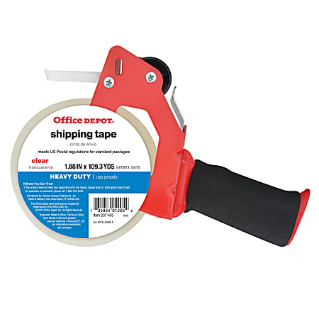 Office Depot® Brand Heavy-Duty Shipping Tape With Gun Dispenser, 1.89" x 109.3', Clear