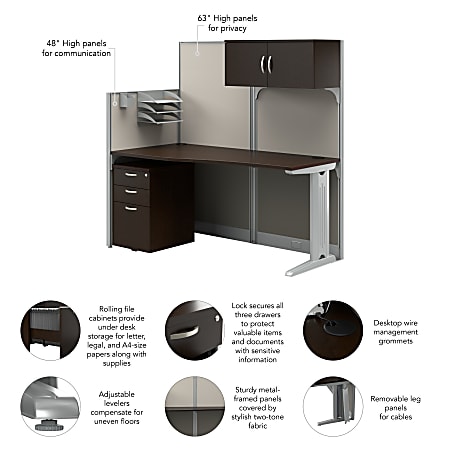 Bush Business Furniture Office In An Hour Straight Workstation With Storage Accessory Kit 63 H x 64 12 W x D Mocha Cherry Finish Standard Delivery ODP Business Solutions