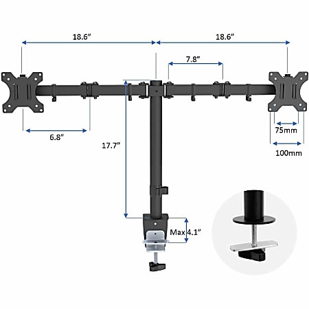 Rocelco RDM2 Desk Mount for LCD Monitor, LED Monitor, Display Stand - Height Adjustable - 2 Display(s) Supported - 13