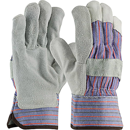 PIP Leather Palm Work Gloves, X-Large, Gray/Blue/Red