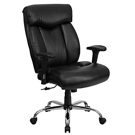 Flash Furniture HERCULES Big & Tall Leather High-Back Swivel Chair With Adjustable Arms, Black