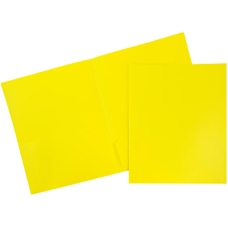 JAM Paper® Plastic 2-Pocket POP Folders, 9 1/2" x 11 1/2", Yellow, Pack Of 6