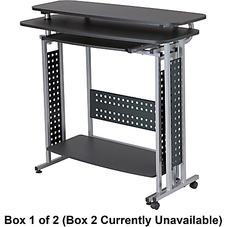 Safco Scoot Standing Height Desk - Box 1 of 2 - Laminated Rectangle, Black Top - 47.25" Table Top Width x 20" Table Top Depth - 43.25" Height - Assembly Required