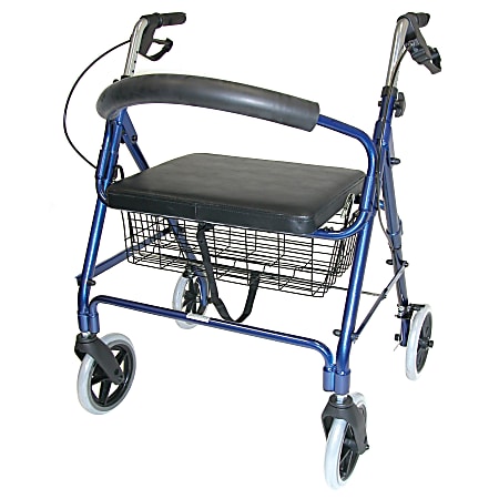 DMI® Lightweight Extra-Wide Aluminum Folding Rollator With Seat, Royal Blue