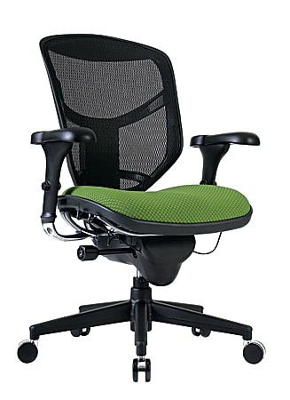 WorkPro Quantum 9000 Series Ergonomic Mesh Premium Fabric Mid Back Chair Black Lime BIFMA Compliant