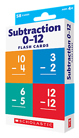 Scholastic Flash Cards, Subtraction, 6 1/2" x 3 1/3", Preschool - Grade 3