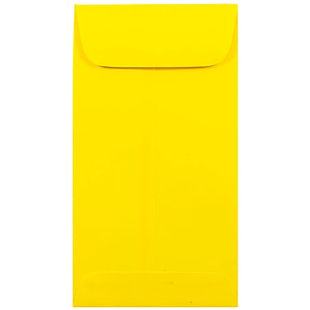 JAM PAPER #7 Coin Business Colored Envelopes, 3 1/2 x 6 1/2, Yellow Recycled, 25/Pack