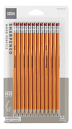 Office Depot® Brand Presharpened Pencils, #2 Medium Soft Lead, Yellow, Pack Of 12