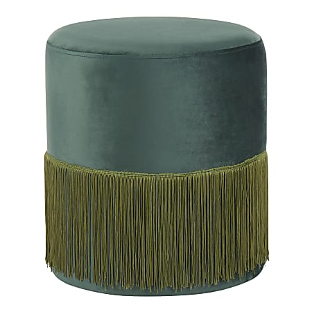 LumiSource Fringe Ottoman, Emerald Green