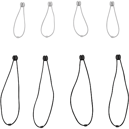 Bluelounge Pixi Reusable Ties - Cable Tie - Black Gray - 8 Pack