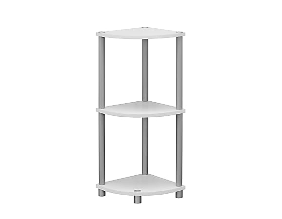 Monarch Specialties 3-Shelf Reversible Corner Accent Table, Black/White