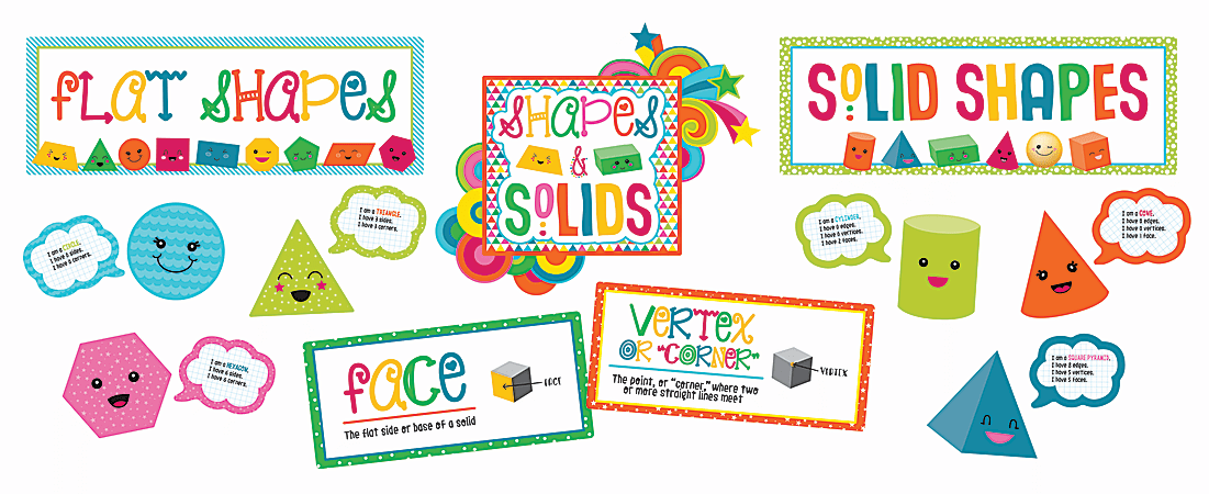 Carson-Dellosa School Pop Shapes And Solids Bulletin Board Set, Multicolor, Grades K-2