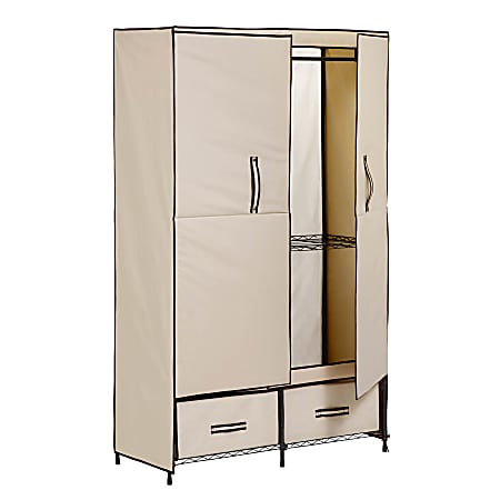 Honey-Can-Do Double-Door Storage Closet, 70 15/16"H x 45"W x 18 1/8"D, Khaki