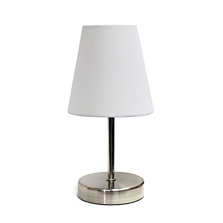 Simple Designs Mini Basic Table Lamp with Fabric Shade 10.63 H WhiteSand Nickel Office Depot