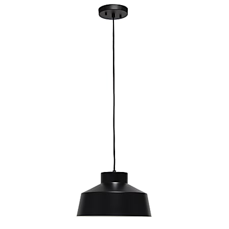 Laila Home Industrial Barn Pendant, 11-3/4”W, Black