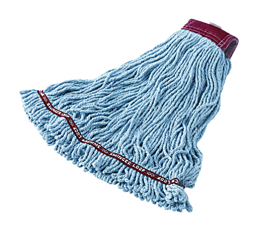 Rubbermaid® Wet Mop Head, Swinger Loop®, Cotton Blend, Large, Blue, Case Of 6