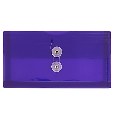 JAM Paper Plastic Booklet Envelopes With Hook And Loop Fastener 5 12 x 7 12  Gummed Seal Purple Pack Of 12 - Office Depot