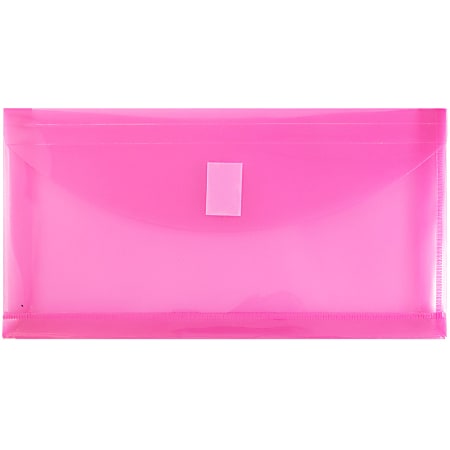 JAM Paper® Plastic Booklet Envelopes, #10, Hook-And-Loop Closure, Fuchsia Pink, Pack Of 12