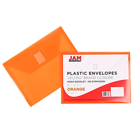 JAM Paper Plastic Booklet Envelopes With Hook And Loop Fastener 5 12 x ...