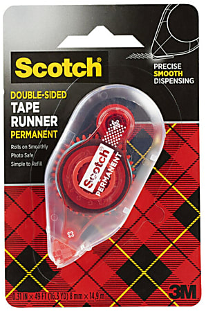 Scotch Double-Sided Tape Runner, Clear, 1/3" x 588"