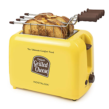 Nostalgia Electrics Deluxe Extra-Wide Slot Grilled Cheese Sandwich Toaster With Easy-Clean Toasting Baskets, Yellow