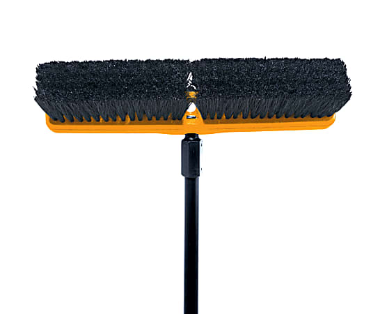 Rubbermaid Commercial Medium Sweep Plastic Foam Block - 3" Tampico Bristle - 18" Brush Face - 1 Each - Black