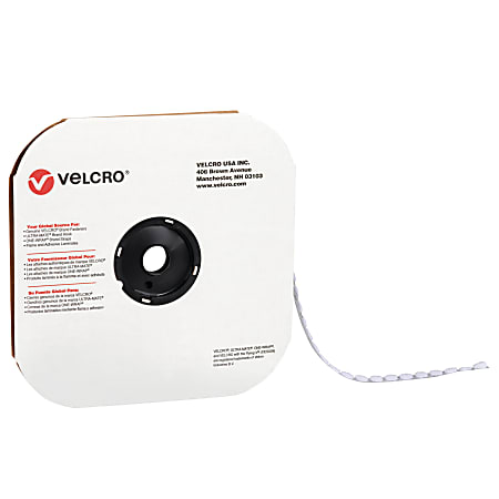 VELCRO® Brand Tape, Hook Dots, 0.63", White, Case
