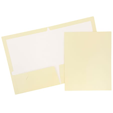 JAM Paper® Glossy 2-Pocket Presentation Folders, Ivory, Pack