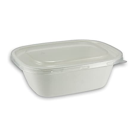 StalkMarket® Jaya® Compostable Hinged Rectangular Containers, 64 Oz, White, Pack of 200