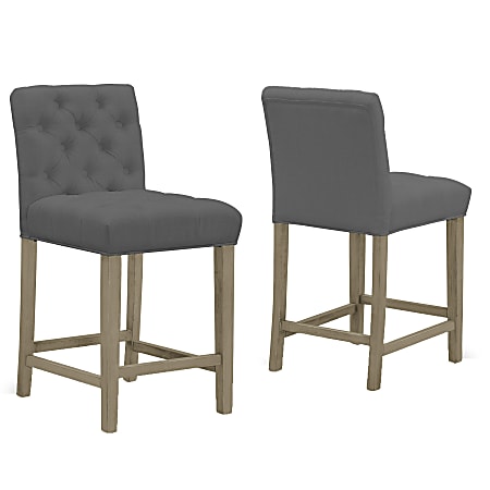 Glamour Home Alee Bar Stools, Gray/Antique Wood, Set Of 2 Stools