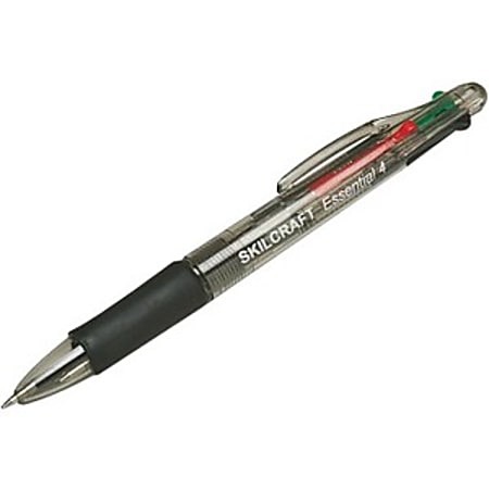 SKILCRAFT Essential 4-Color Ball Point Pen - Retractable - Black, Blue, Green, Red Ink