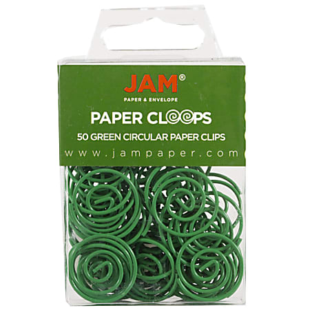 JAM Paper® Papercloops® Paper Clips, Pack Of 50, Green