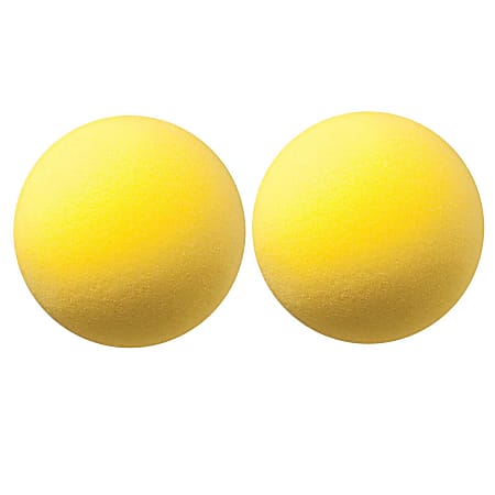 Champion Sports Uncoated Regular Density Foam Balls, 8-1/2", Yellow, Pack Of 2 Balls