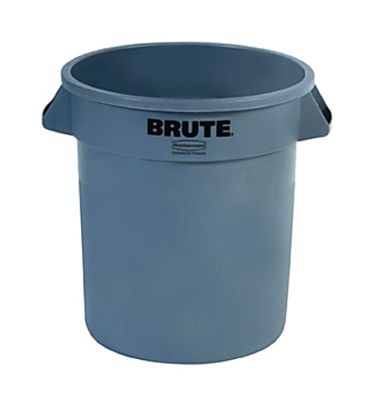 Rubbermaid Commercial Brute Round 10-Gallon Container - 40 quart - Handle, Durable, Reinforced, Crush Resistant, Crack Resistant, Fade Resistant, Warp Resistant, Tear Resistant, Damage Resistant - 17.1" - Gray - 1 Each