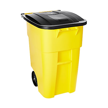 Rubbermaid® Brute Square Plastic Rollout Container, 50-Gallons, Yellow